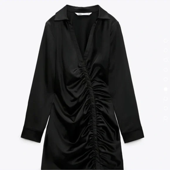 NWOT ZARA SATIN ROUCHED DRESS MEDIUM - Picture 3 of 6